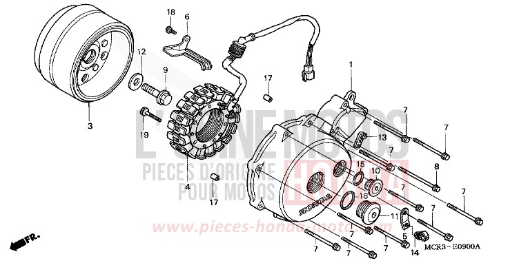 LEFT CRANKCASE COVER/ GENERATOR for Shadow Aero REARL SEDONA RED (R223B) from 2001